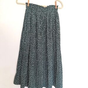 Polka Dot Pleated Skirt - Green